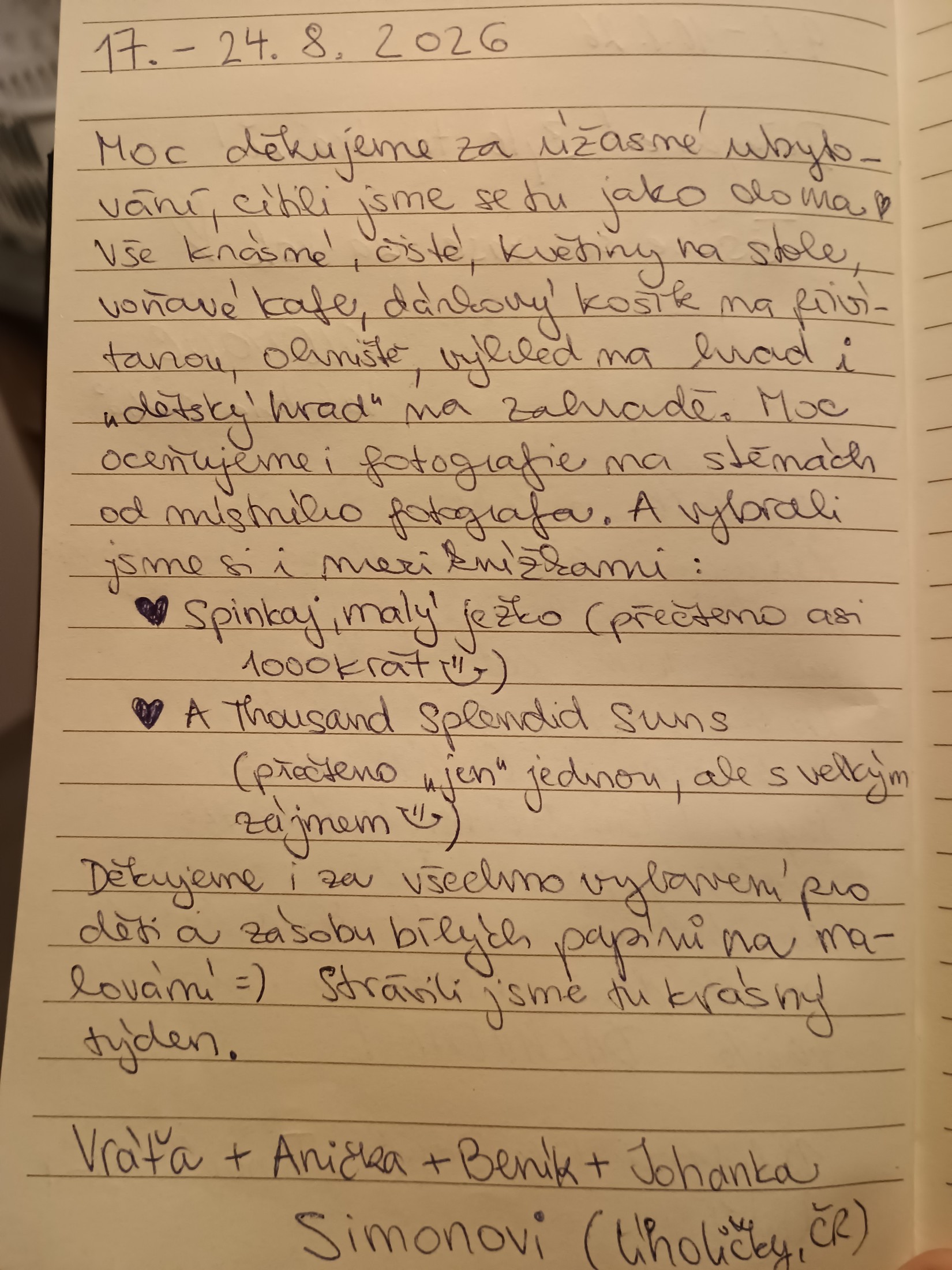 Recenzia z knihy návštev 1